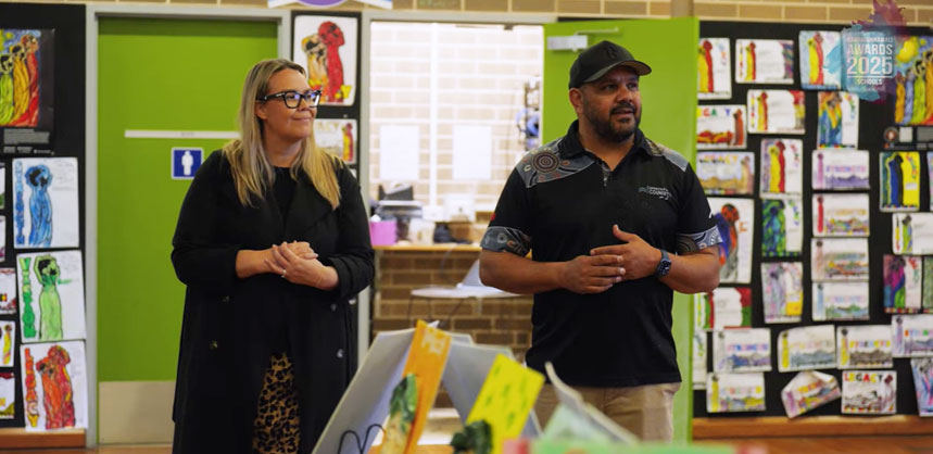 Jessica Scott and Jason Sampson, Aboriginal Culture & Curriculum teachers at Briar Road Public School