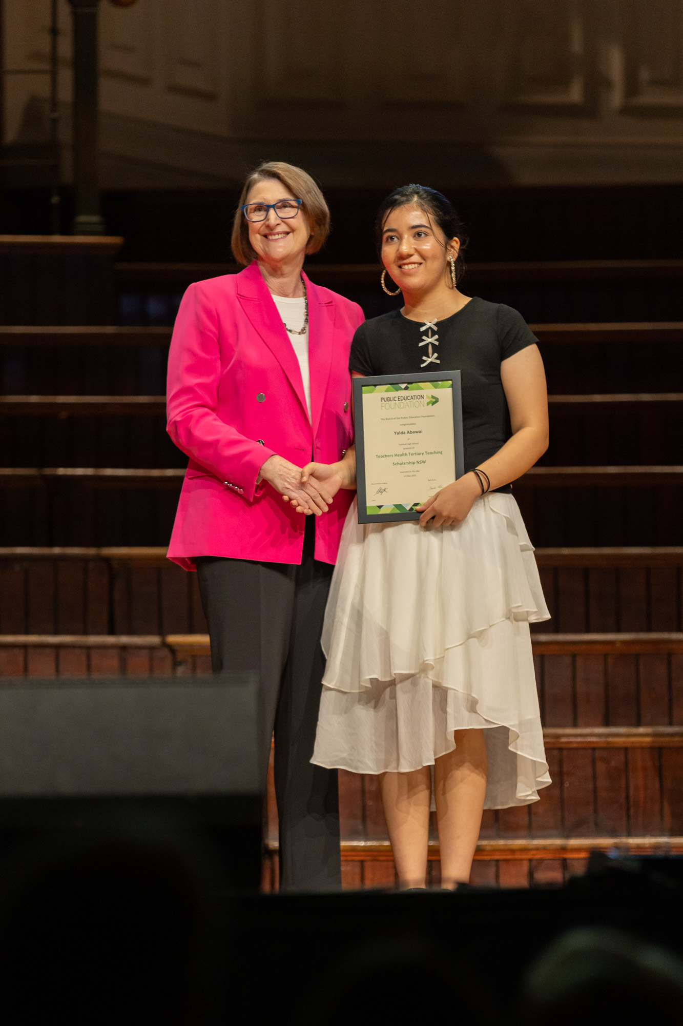 Yalda Abawai, with Teachers Health Board Chair Maree O’Halloran